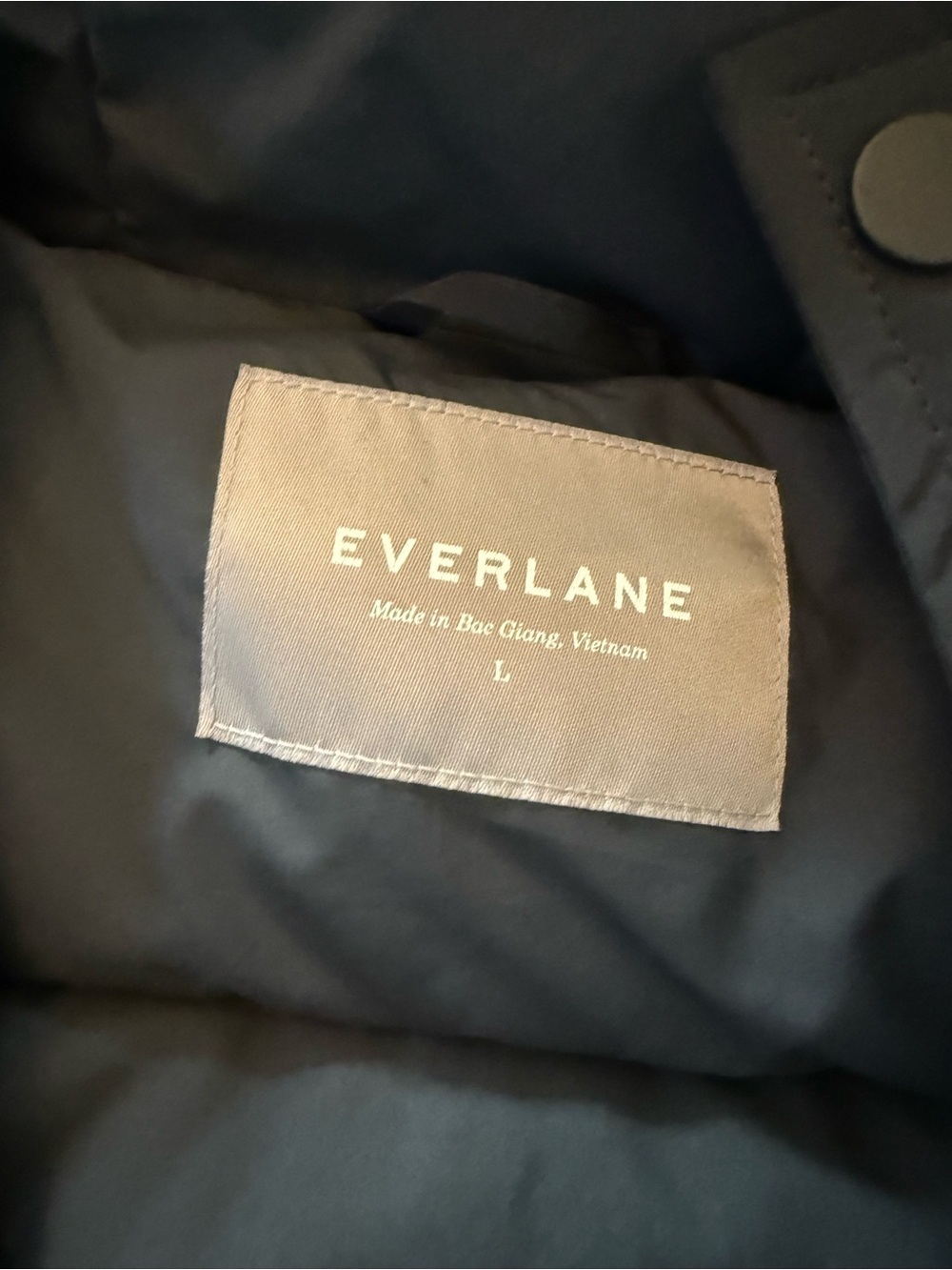 Everlane ReNew Long Puffer Jacket Black Hooded Winter Coat Size Large Outdoor - Picture 5 of 9